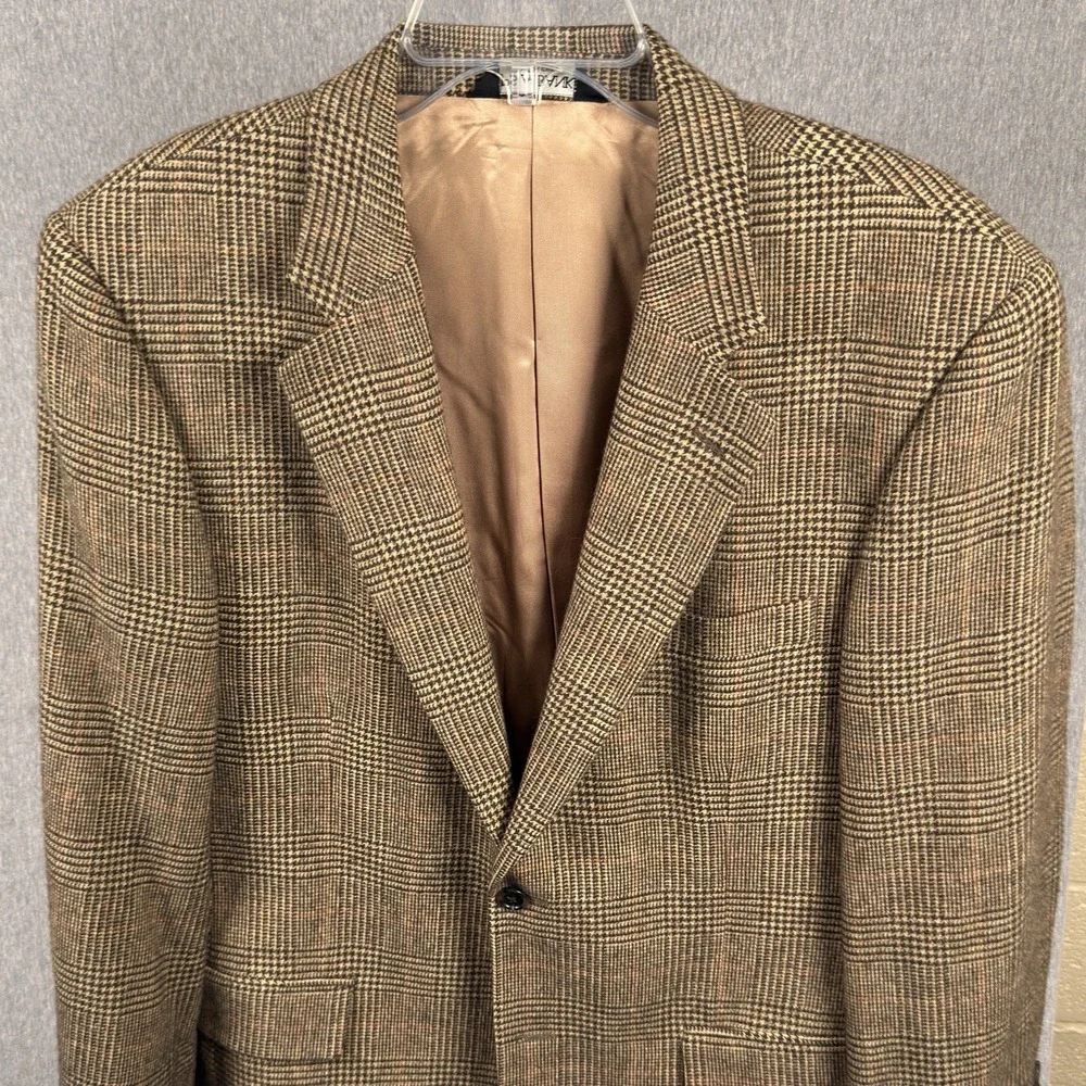 Jos. A. Bank Blazer Mens 41R 100% Camel Hair Sport Coat Suit Jacket Check Plaid